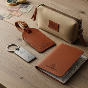 Customized Travel Corporate Gift Set : Luggage Tag, Keychain, Pouch & Passport Cover